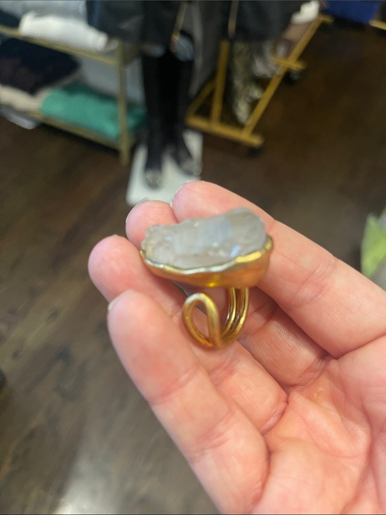 Jewelry - Turkish adjustable Raw Crystal Statement Ring in Gold